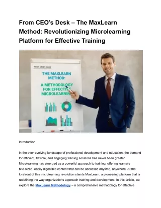 from ceo s desk the maxlearn method