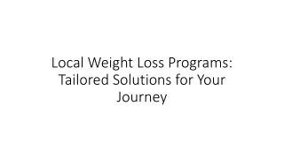 local weight loss programs tailored solutions for your journey