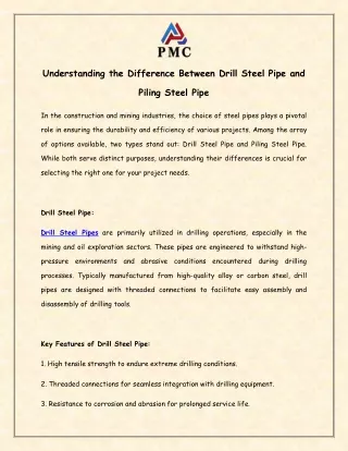 Understanding the Difference Between Drill Steel Pipe and Piling Steel Pipe