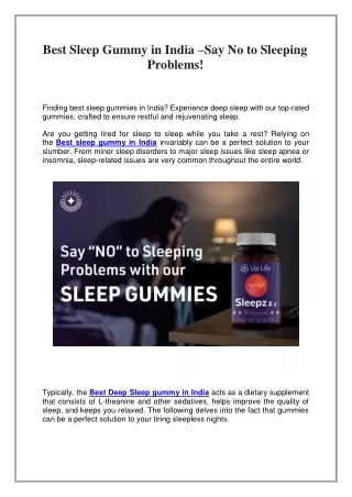 Best Sleep Gummy in India –Say No to Sleeping Problems!