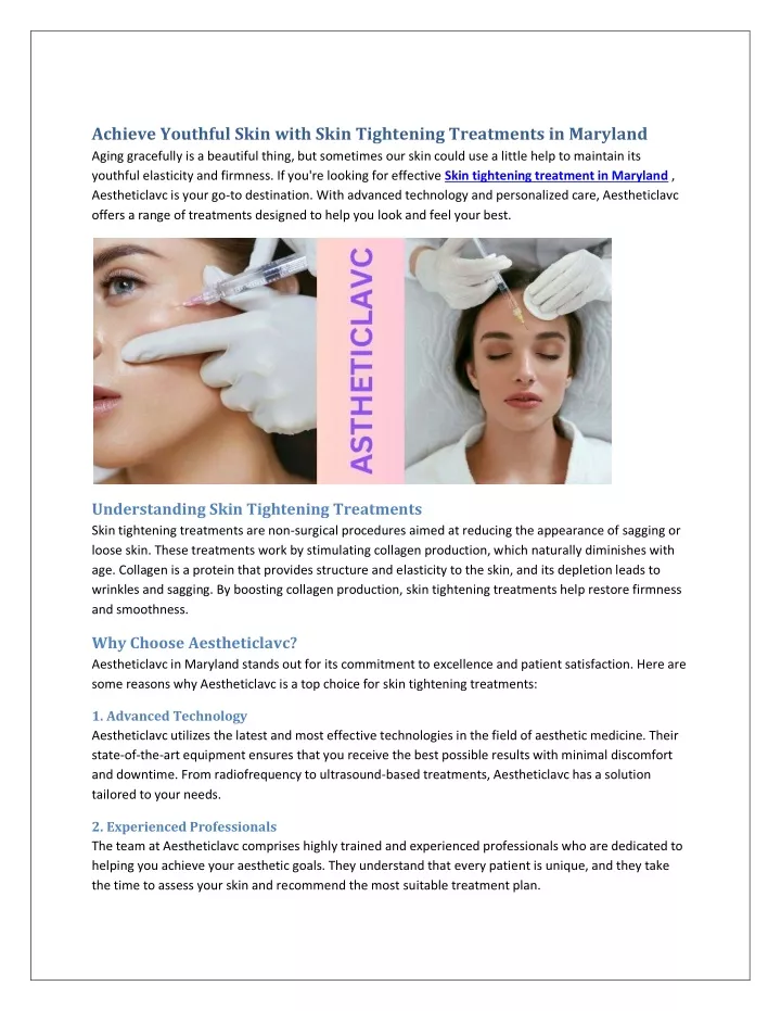 achieve youthful skin with skin tightening