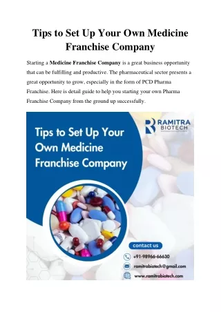 Tips to Set Up Your Own Medicine Franchise Company