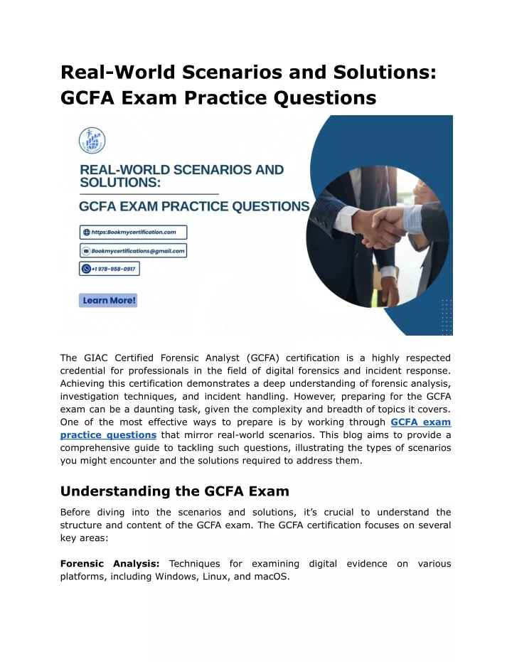 real world scenarios and solutions gcfa exam