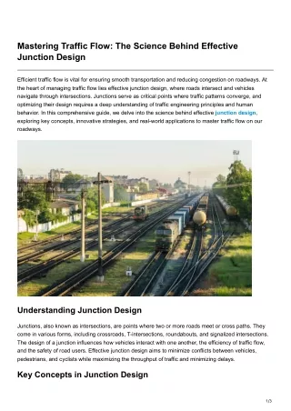 Mastering Traffic Flow The Science Behind Effective Junction Design