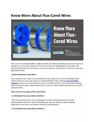 Know More About Flux-Cored Wires