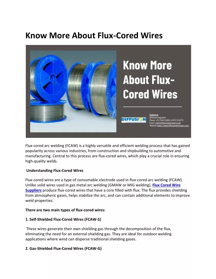 know more about flux cored wires