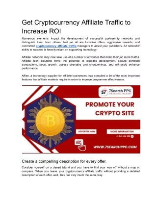 Get Cryptocurrency Affiliate Traffic to Increase ROI