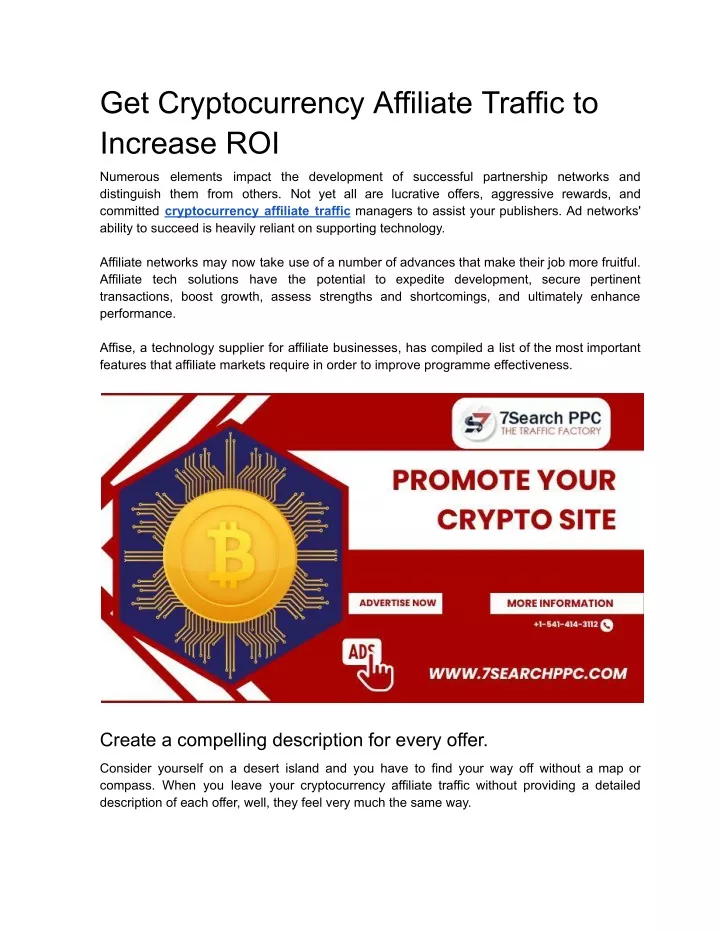 get cryptocurrency affiliate traffic to increase