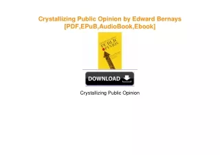 Crystallizing Public Opinion by Edward Bernays [KINDLE EBOOK EPUB]