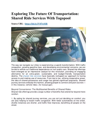 Exploring The Future Of Transportation Shared Ride Services With Togopool