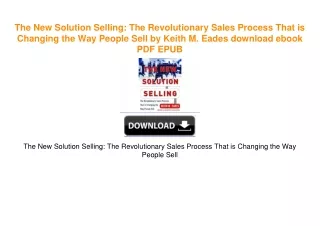 The New Solution Selling: The Revolutionary Sales Process That is Changing the Way