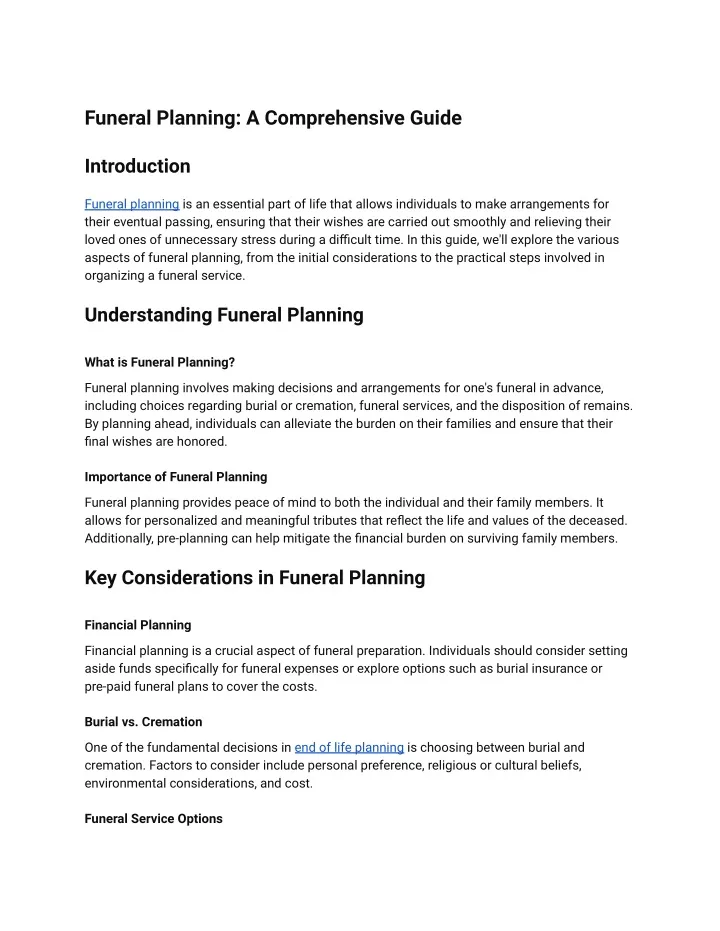 funeral planning a comprehensive guide