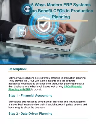 5 Ways Modern ERP Systems Can Benefit CFOs in Production Planning