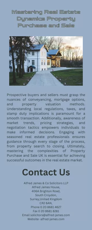 Mastering Real Estate Dynamics Property Purchase and Sale