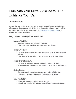 LED Lights for Your Car