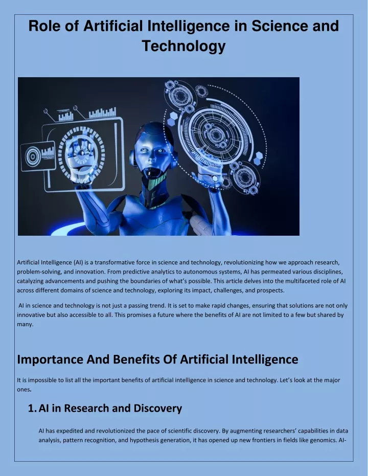 role of artificial intelligence in science