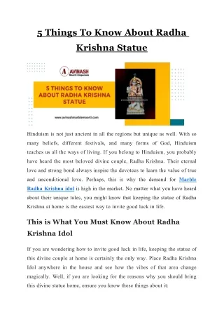 5 Things To Know About Radha Krishna Statue