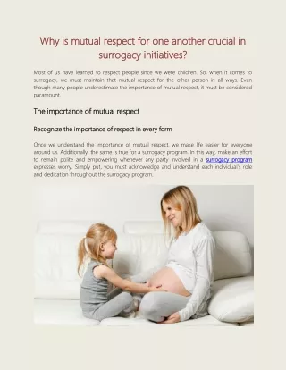 Why is mutual respect for one another crucial in surrogacy initiatives