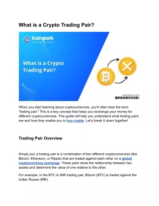 What is a Crypto Trading Pair