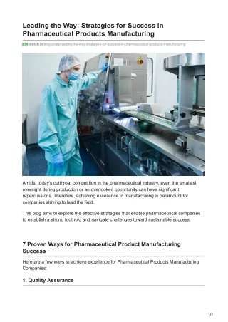 Leading the Way Strategies for Success in Pharmaceutical Products - ZimLabs Manufacturing