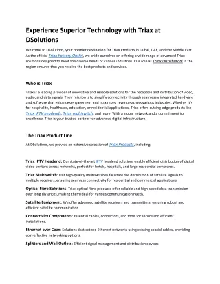 Experience Superior Technology with Triax at DSolutions
