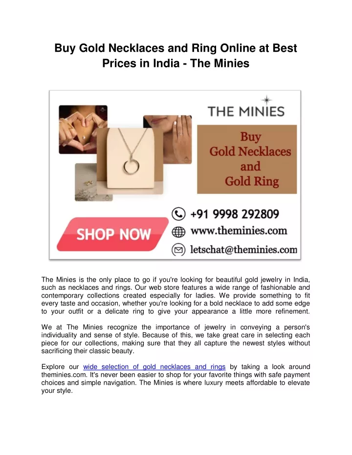 buy gold necklaces and ring online at best prices