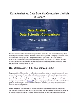 Data Analyst vs Data Scientist Comparison- Which is Better