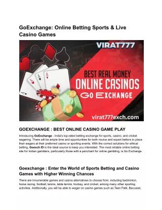 GoExchange_ Online Betting Sports & Live Casino Games