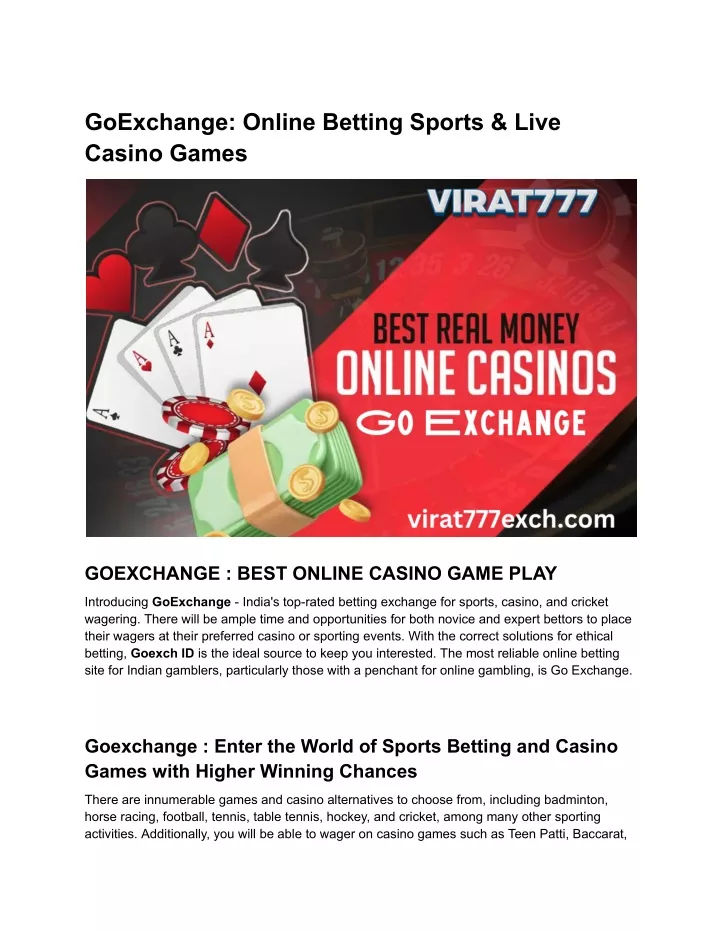 goexchange online betting sports live casino games