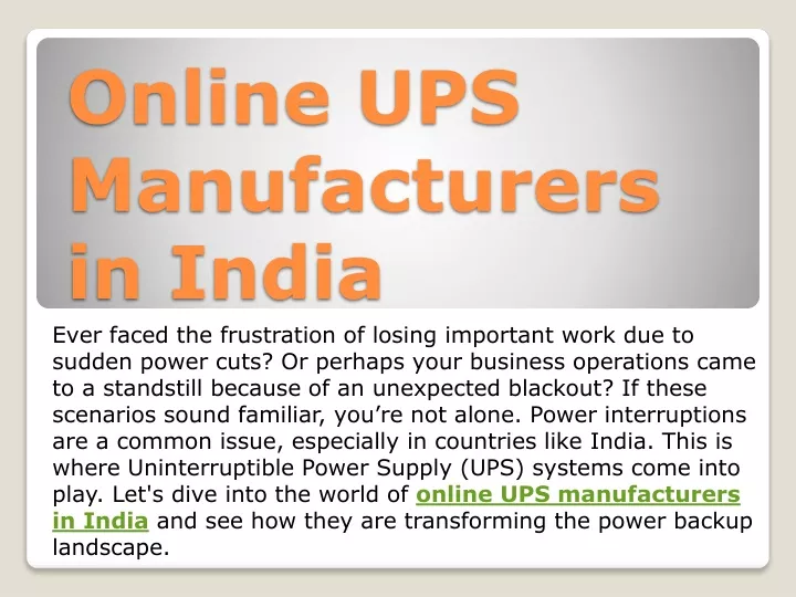 online ups manufacturers in india