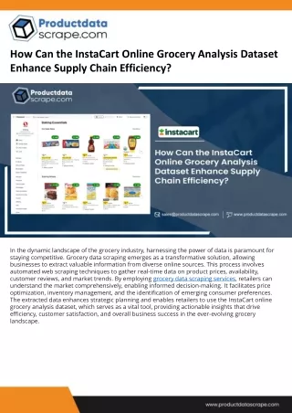 How Can the InstaCart Online Grocery Analysis Dataset Enhance Supply Chain Efficiency