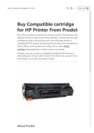 Buy Compatible cartridge for HP Printer From Prodot