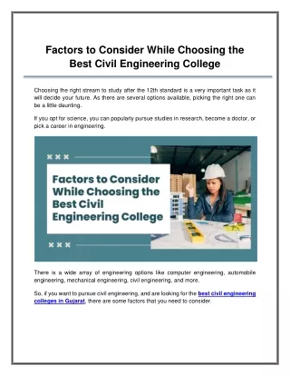 Factors to Consider While Choosing the Best Civil Engineering College