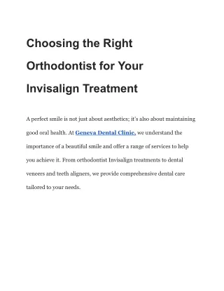 Choosing the Right Orthodontist for Your Invisalign Treatment