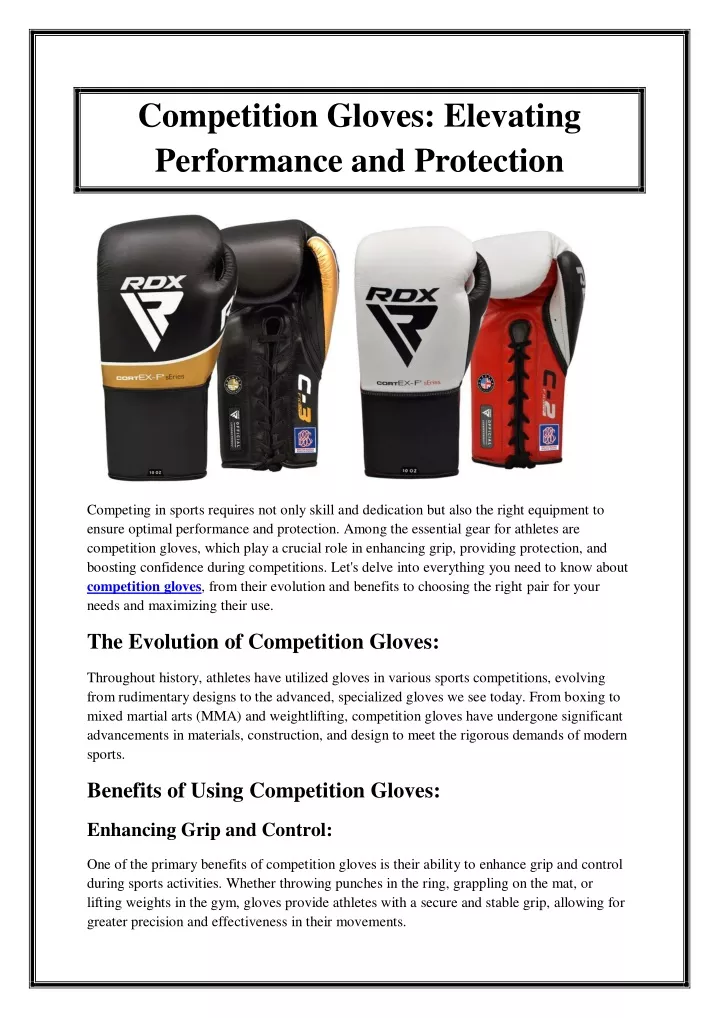 competition gloves elevating performance