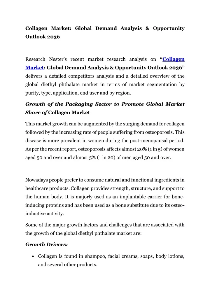 collagen market global demand analysis opportunity