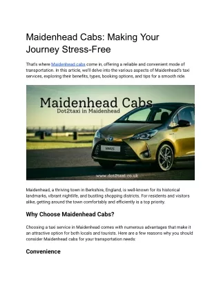 Maidenhead Cabs_ Making Your Journey Stress-Free