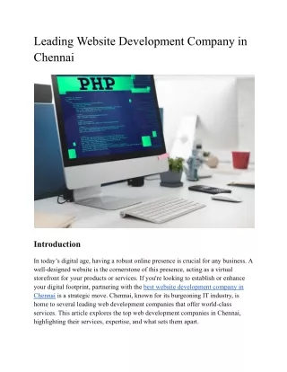 Leading Website Development Company in Chennai