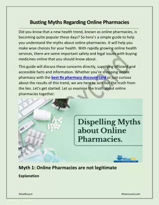 Busting Myths Regarding Online Pharmacies
