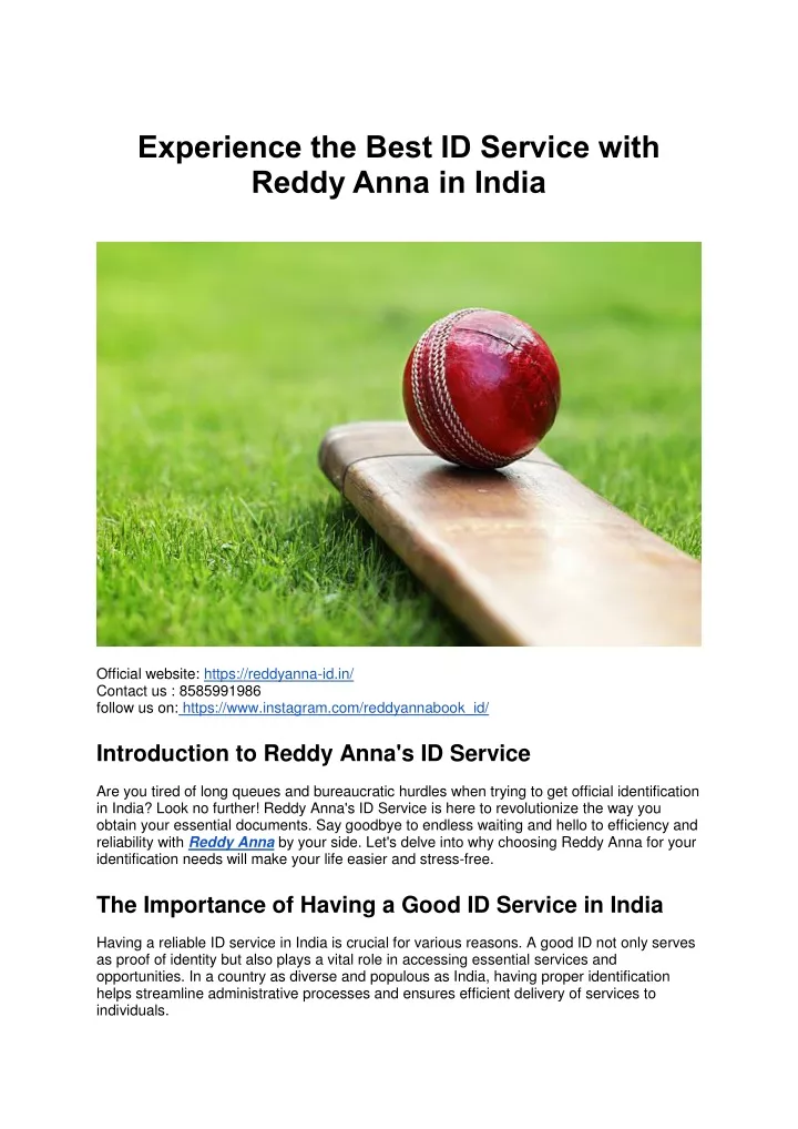 Ppt - Experience The Best Id Service With Reddy Anna In India 