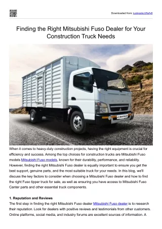 Finding the Right Mitsubishi Fuso Dealer for Your Construction Truck Needs