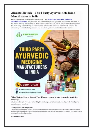 Third Party Ayurvedic Medicine Manufacturer in India
