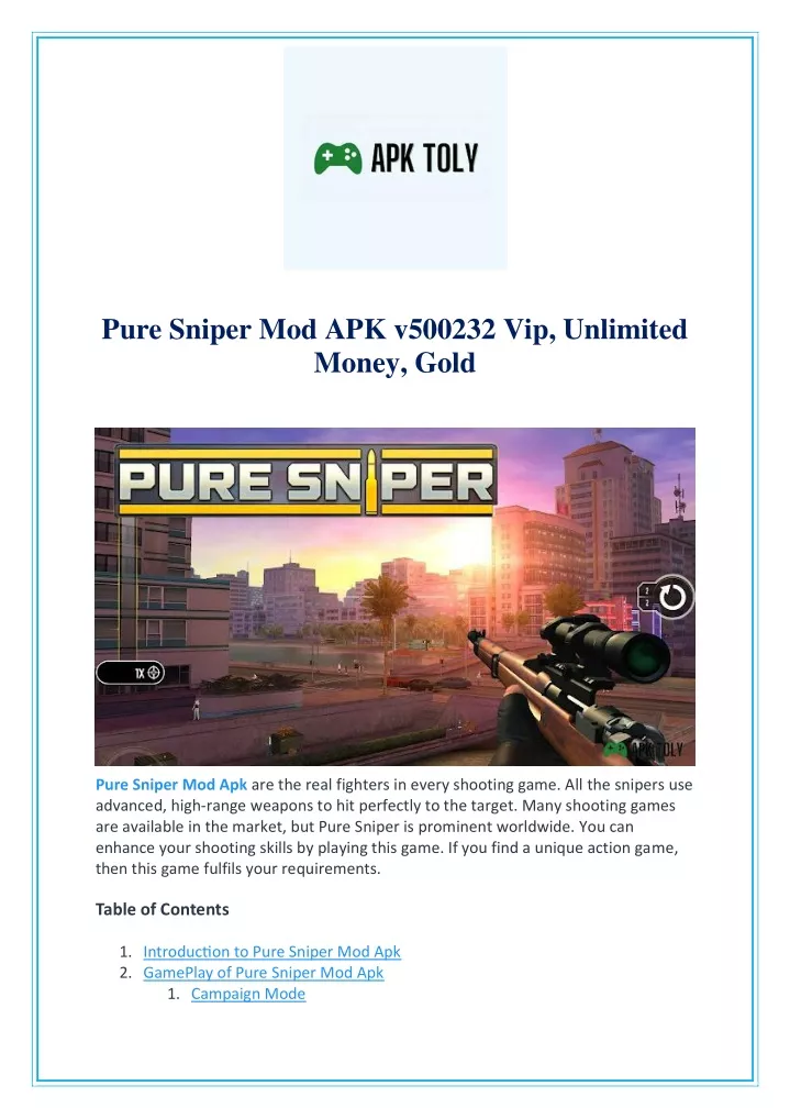 pure sniper mod apk v500232 vip unlimited money