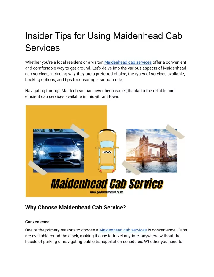 insider tips for using maidenhead cab services