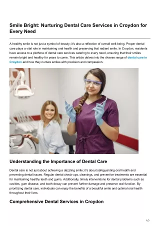 Smile Bright Nurturing Dental Care Services in Croydon for Every Need