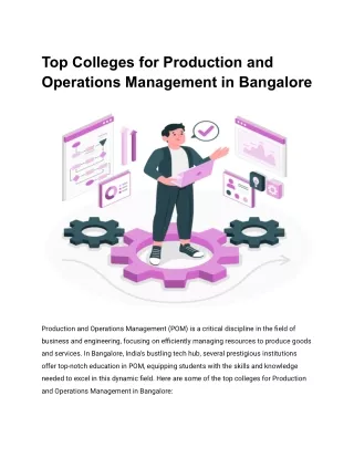 Top Colleges for Production and Operations Management in Bangalore