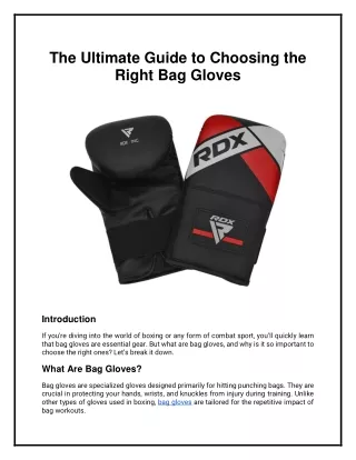 The Ultimate Guide to Choosing the Right Bag Gloves