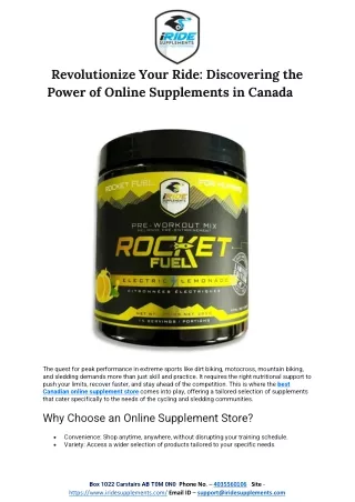 Revolutionize Your Ride - Discovering the Power of Online Supplements in Canada