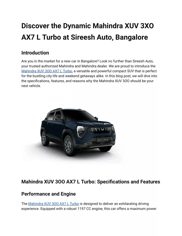 discover the dynamic mahindra xuv 3xo ax7 l turbo