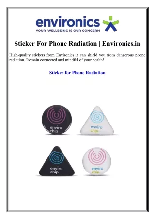 Sticker For Phone Radiation Environics.in